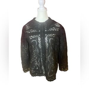 Joie lace blouse with puffy sleeeves and fun collar new with tags large